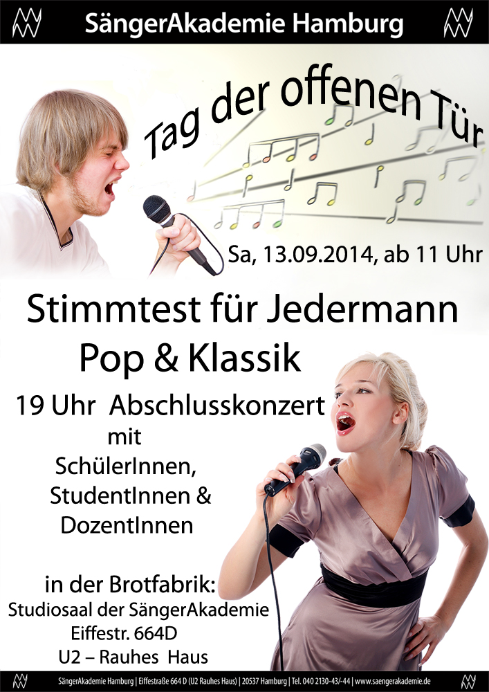 Tickets / Konzertkarten / Eintrittskarten | Tag der offenen Tr in der SngerAkademie Hamburg 2014